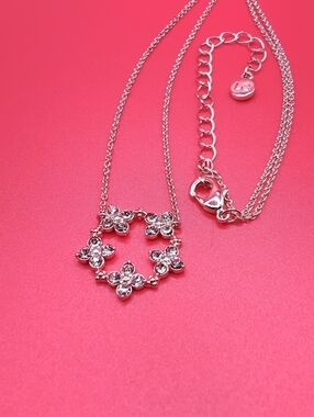LC Lauren Conrad Flower Rose Gold/Clear Crystal Necklace